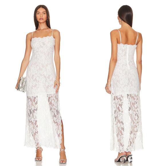 HEMANT & NANDITA Dresses & Skirts - Hemant and Nandita Off White Embellished Lace Midi Dress Size Small